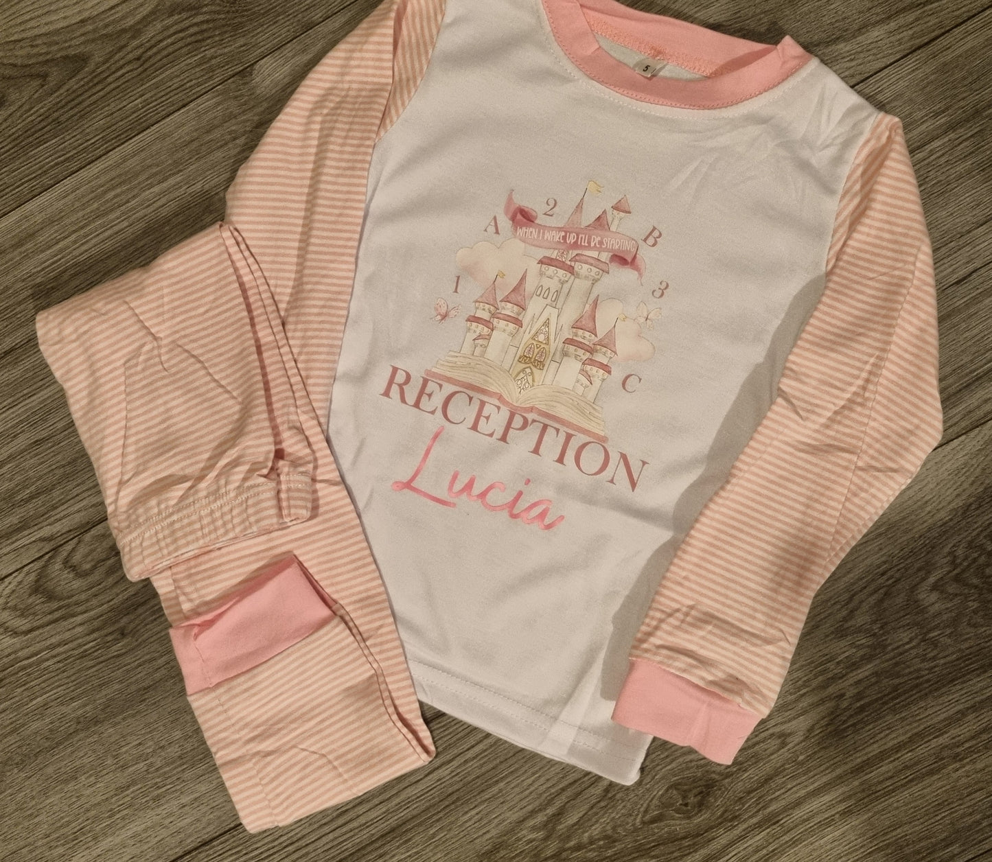 When I Wake Up I'll Be Starting (Castle Design, Pink Stripe)