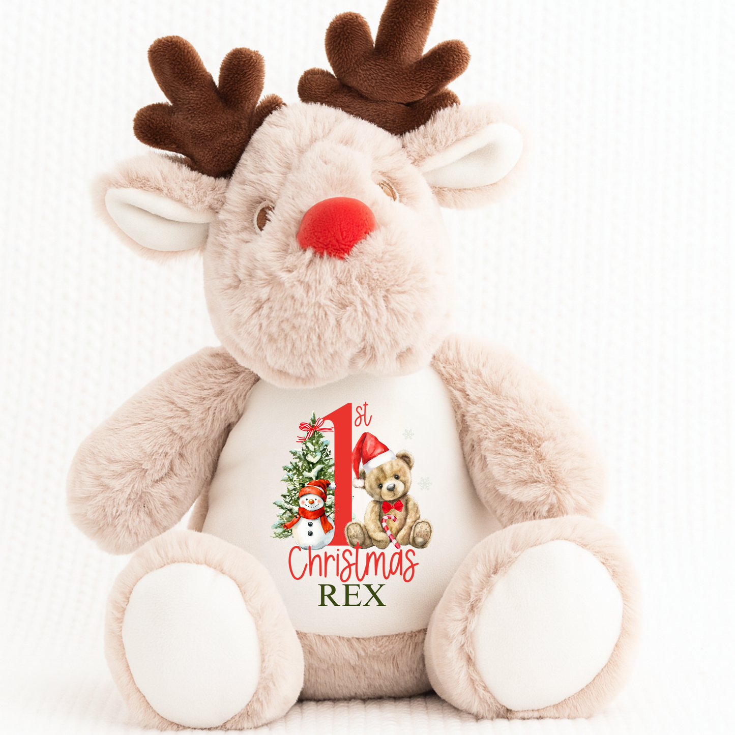 Personalised Baby's First Christmas Reindeer Plush