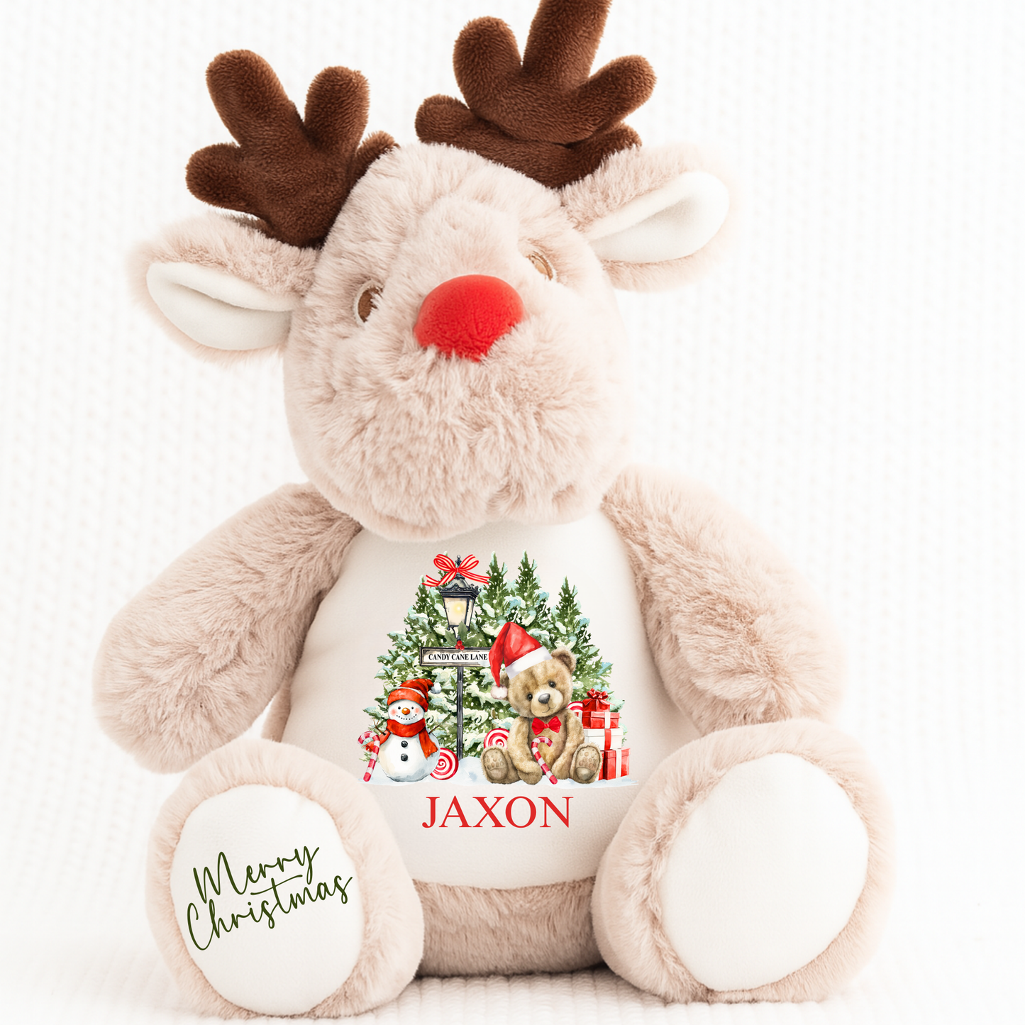 Reindeer Plush - Candy Cane Lane Bear Design