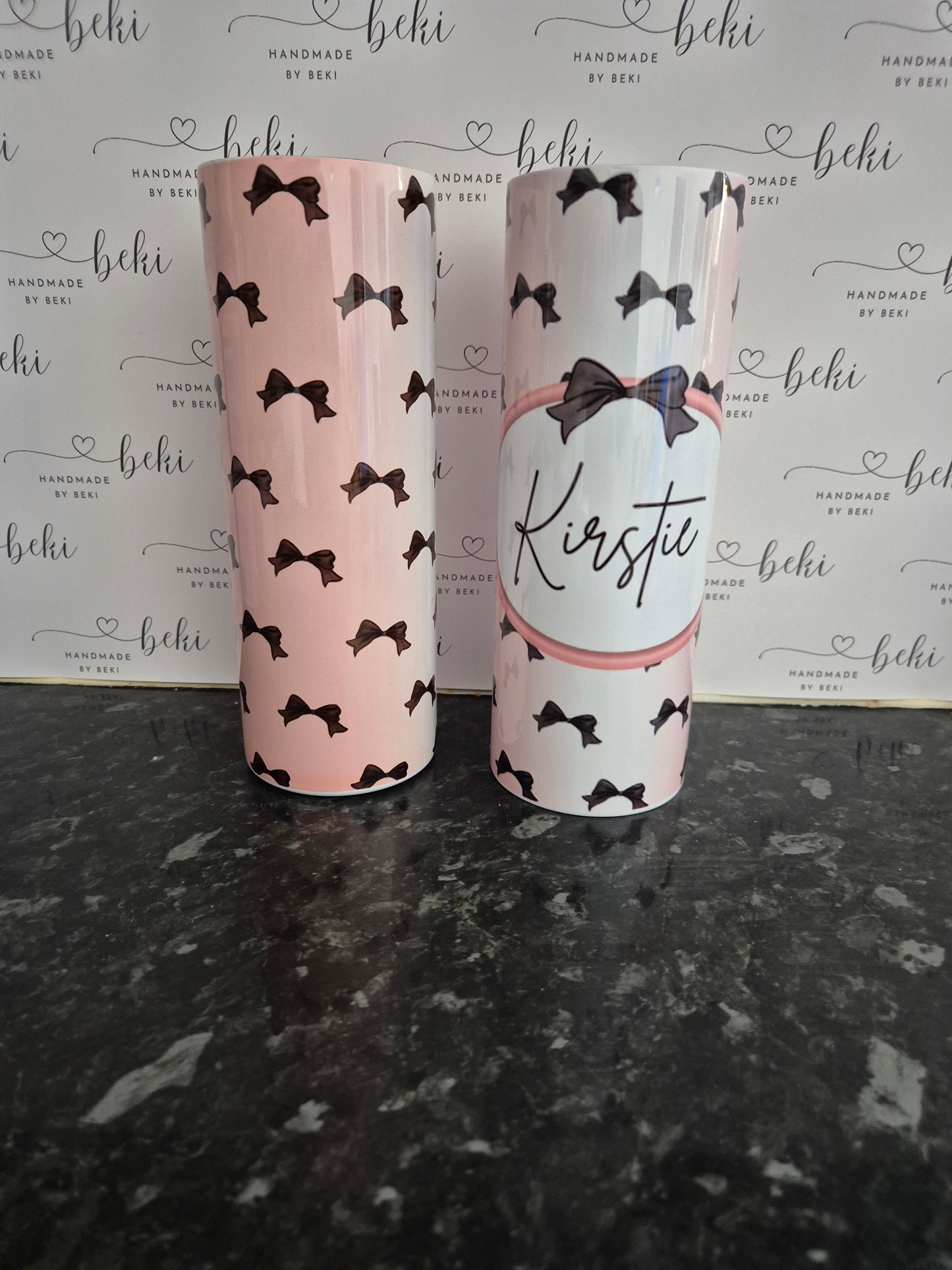 Pink & Black Bow Tumbler