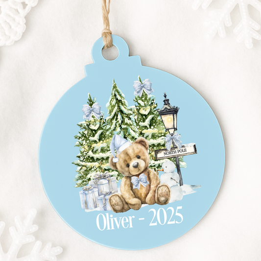 Personalised Teddy Christmas Bauble