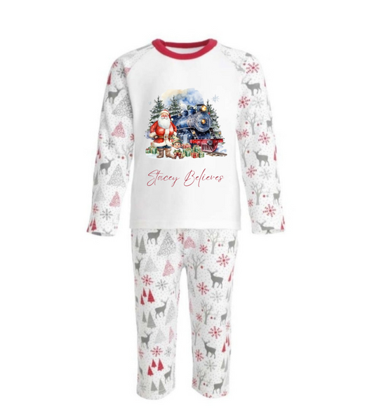 Grey & Red Reindeer Matching PJs