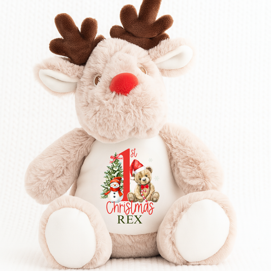 Personalised Baby's First Christmas Reindeer Plush