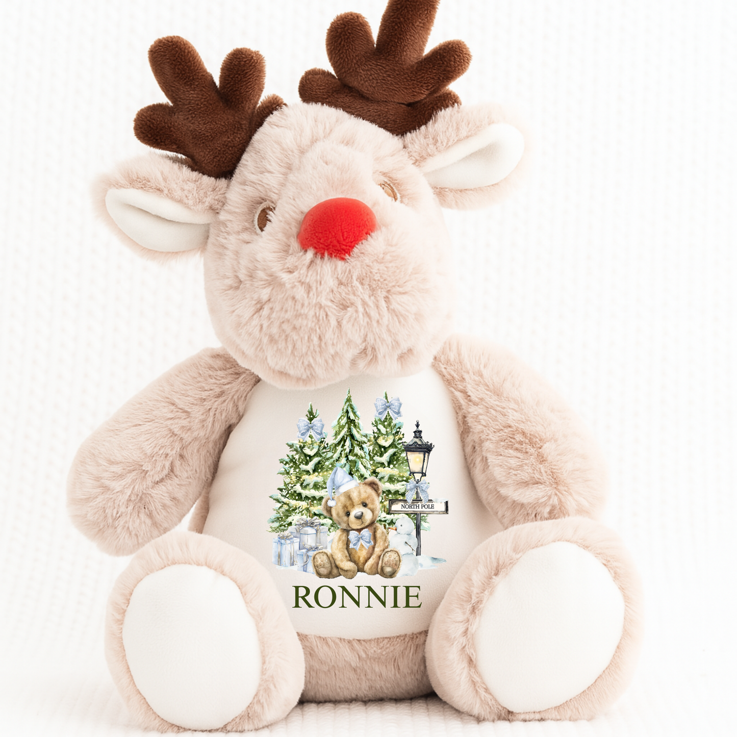 Personalised Reindeer Plush - North Pole Bear Design