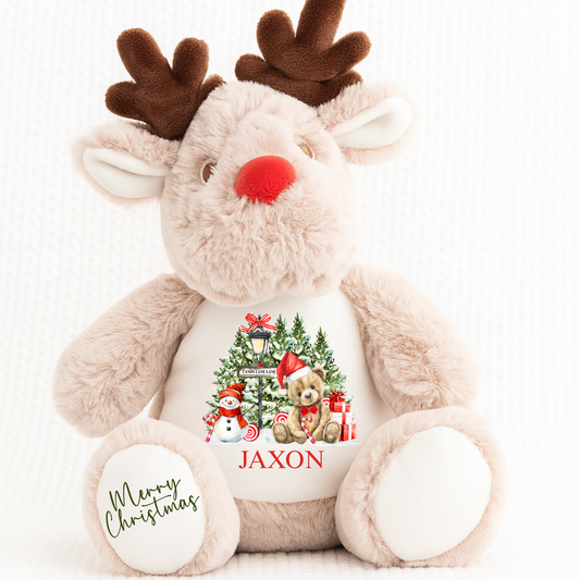 Reindeer Plush - Candy Cane Lane Bear Design