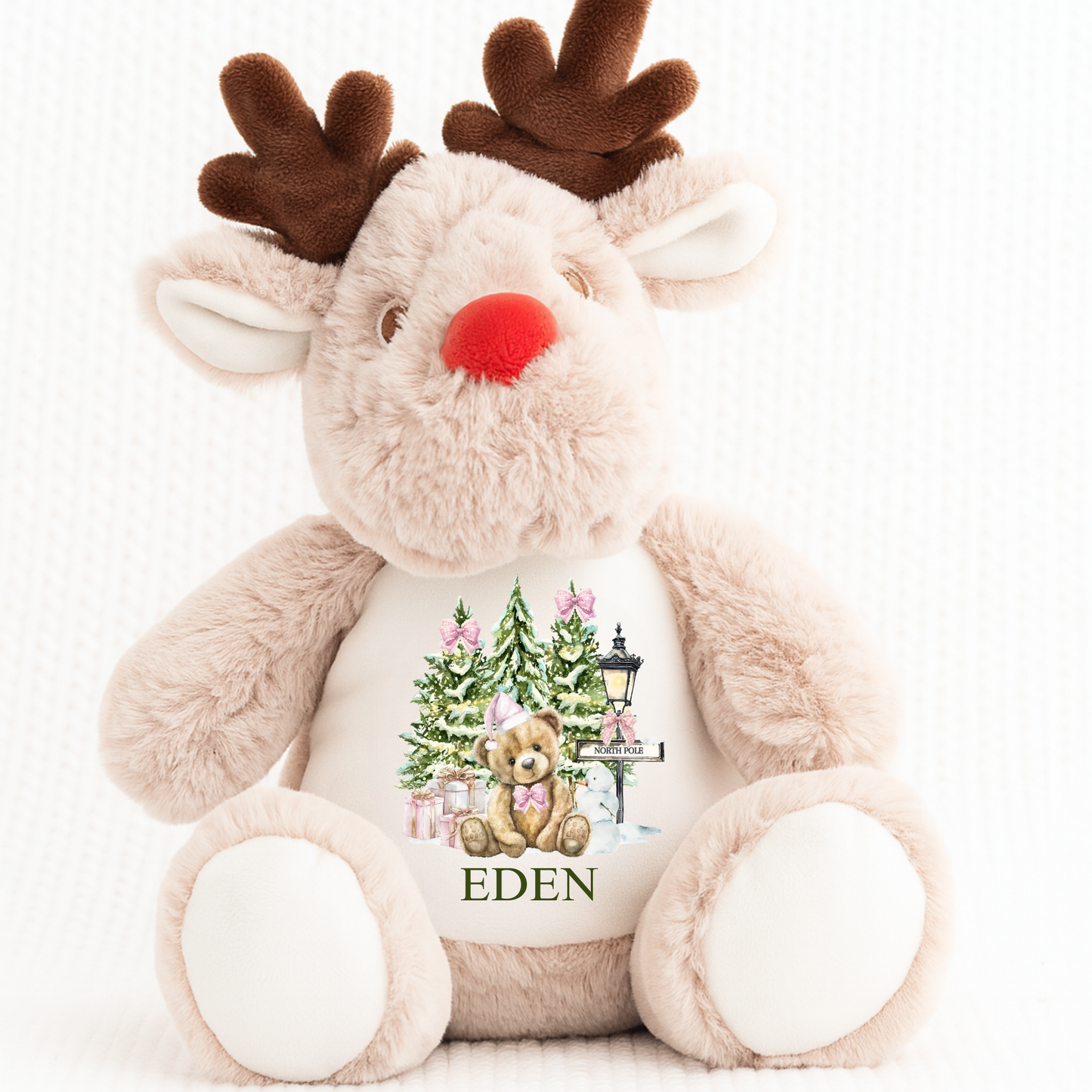 Personalised Reindeer Plush - North Pole Bear Design