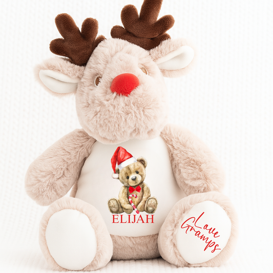 Reindeer Plush - Candy Cane Bear Design