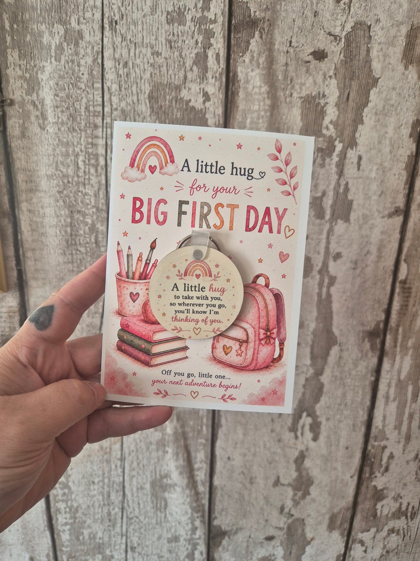 Big First Day Hug Keyrings