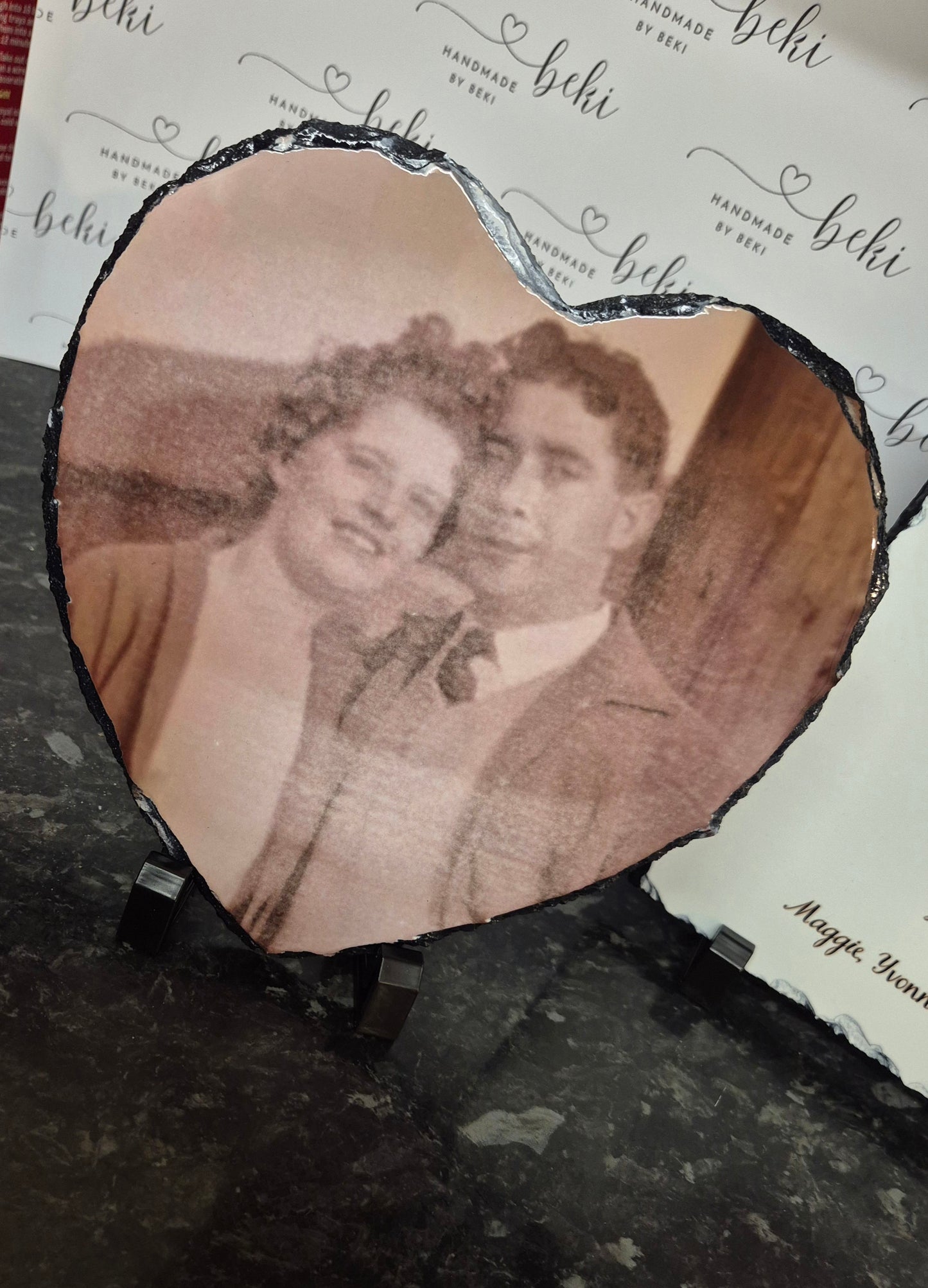 Personalised Printed Heart Photo Slate