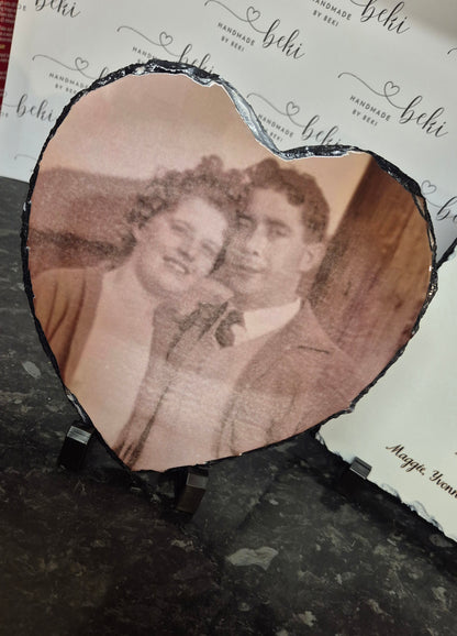 Personalised Printed Heart Photo Slate