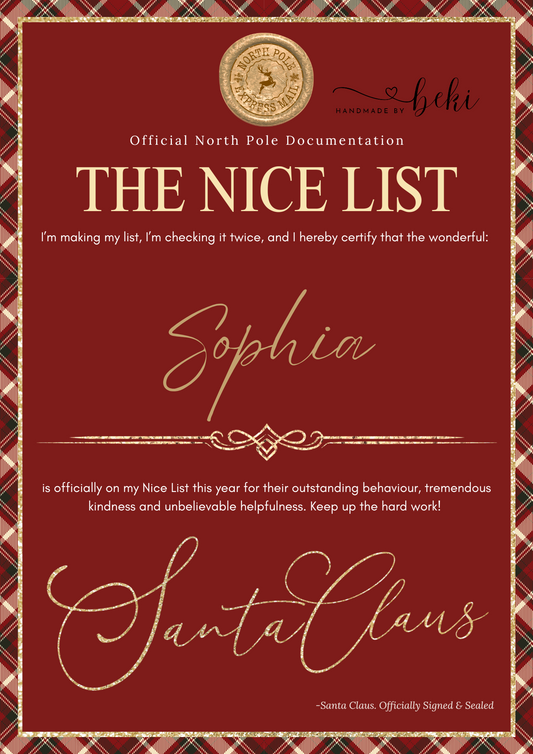 Nice List - Red Tartan Design