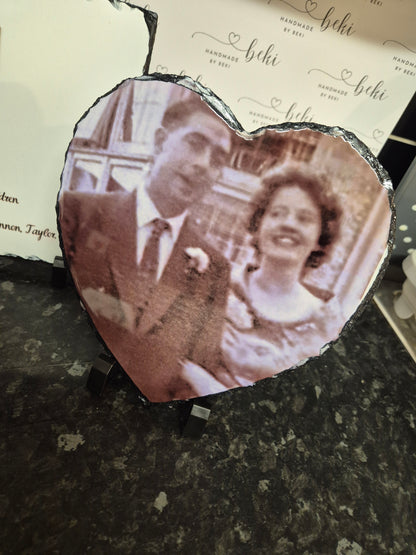 Personalised Printed Heart Photo Slate