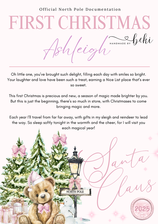 First Christmas Letter From Santa- North Pole Bear Design