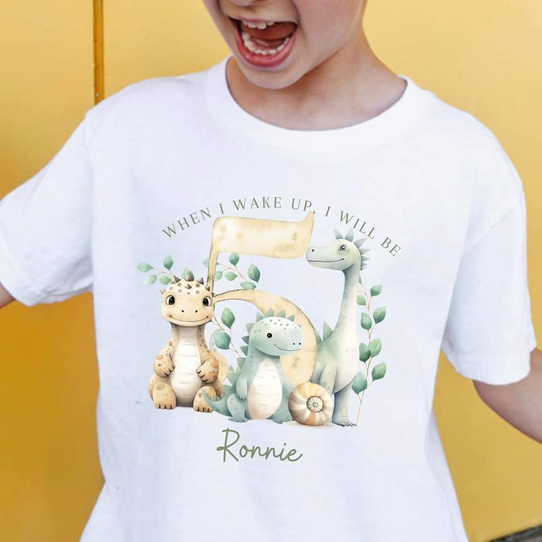 When I Wake Up Birthday PJs - Dino Design