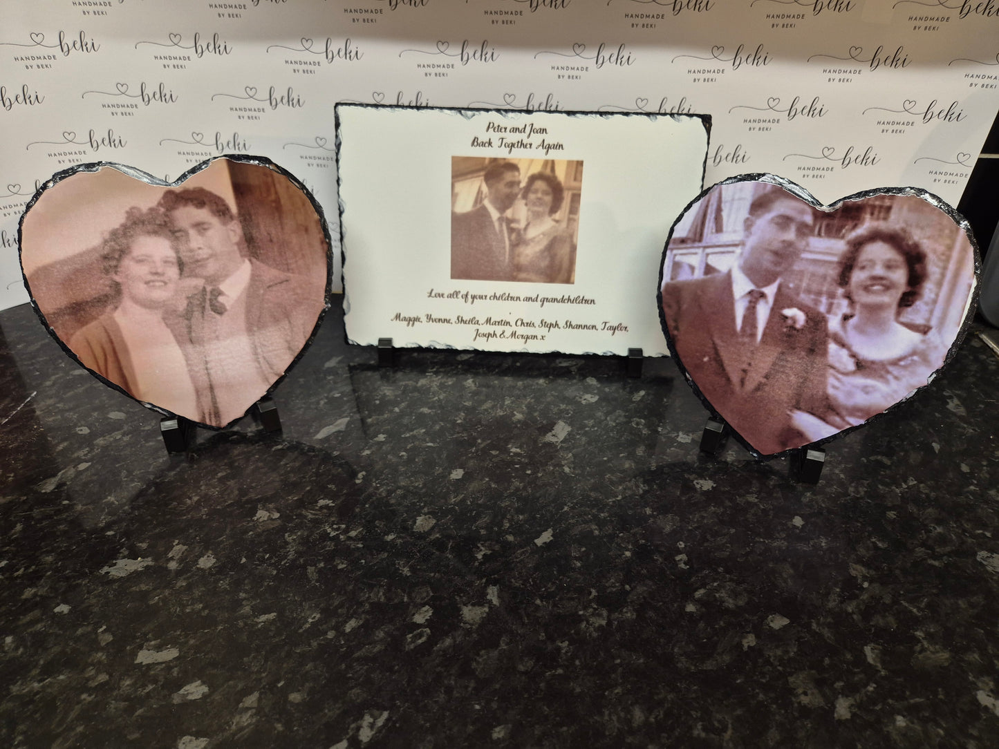 Personalised Printed Heart Photo Slate