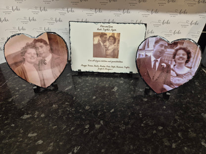 Personalised Printed Heart Photo Slate