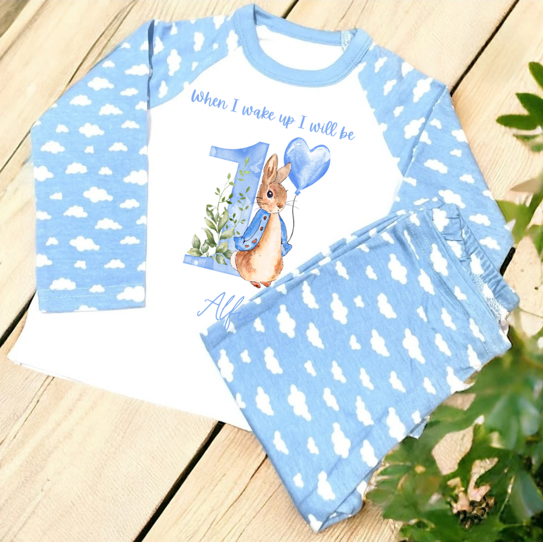 When I Wake Up Birthday PJs - Bunny Design